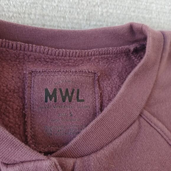 Madewell MWL Betterterry Henley Sweatshirt Womens Small Purple Cropped Casual - Picture 2 of 8